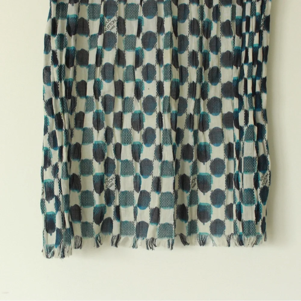 Louis Vuitton Blue and Black Checkered Scarf